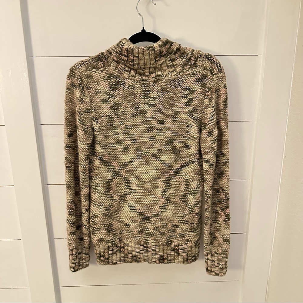Y2K VTG LIZ CLAIBORNE M Multicolor crew exaggerated collar woman sweater boho - Picture 2 of 12